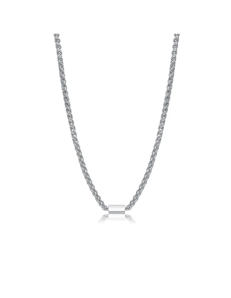 Catena Uomo S'AGAPO' RIPPLE in Acciaio 316L SRP05 Catena Spiga rotonda