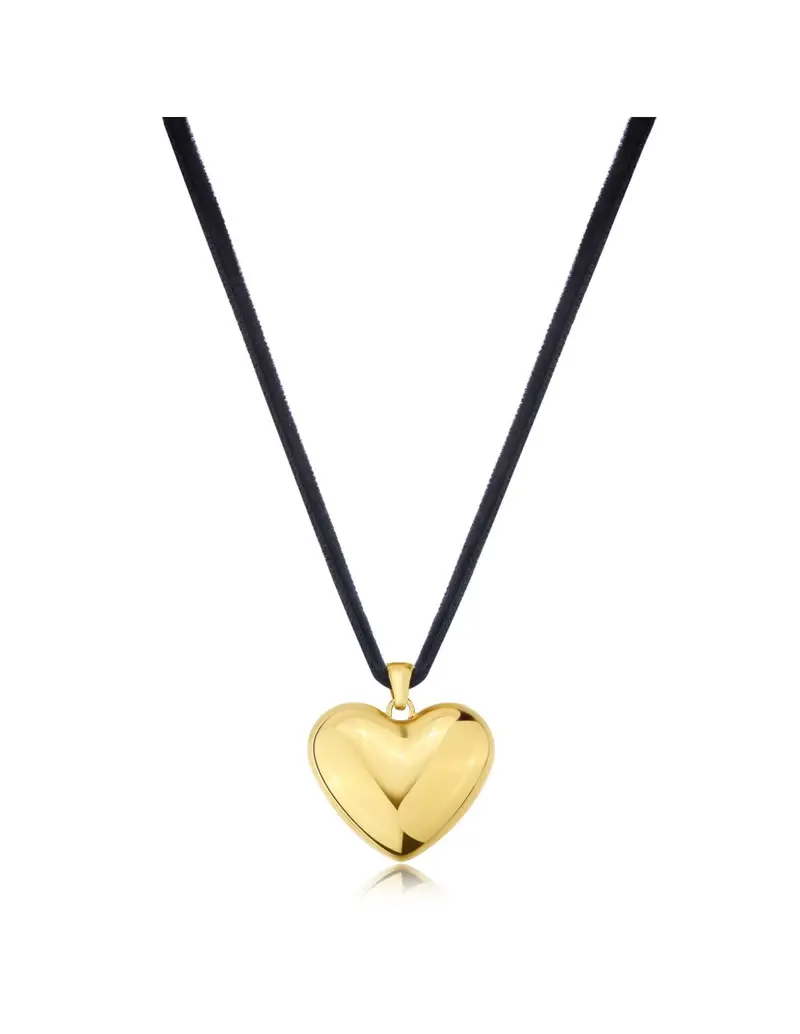Chocker S'AGAPO Stellar SSE16 in velluto nero con pendente cuore gold
