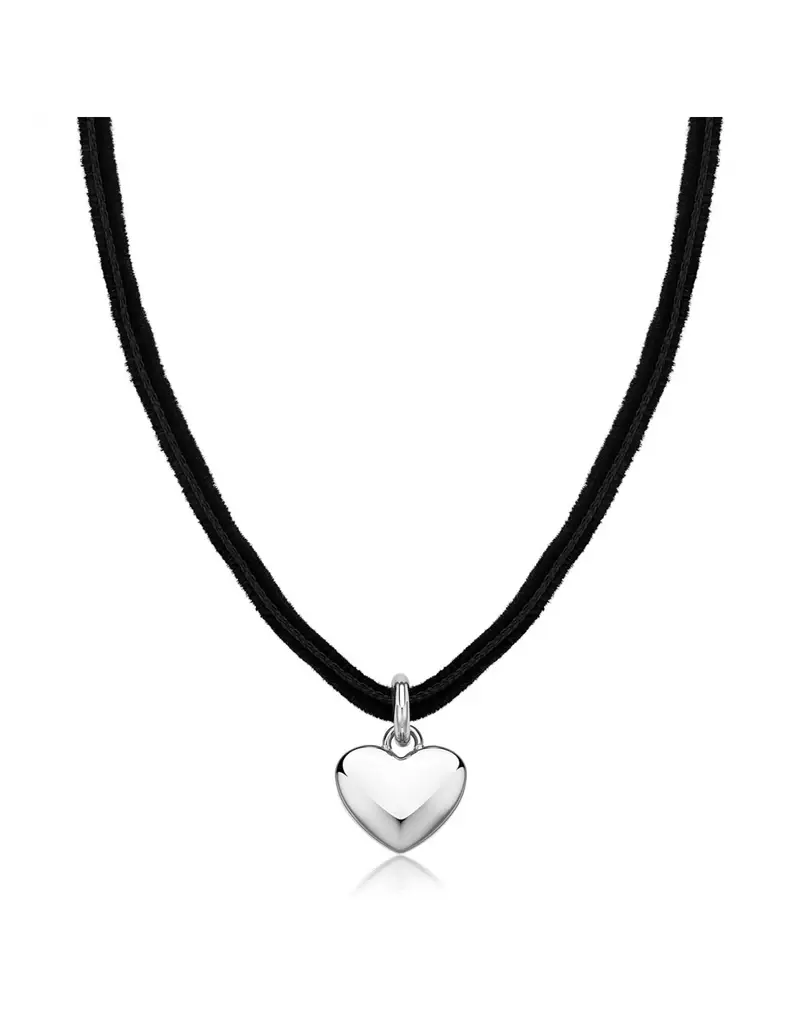 Collana chocker S'AGAPO Click SCK278 in velluto nero e pendente Cuore in acciaio 316L