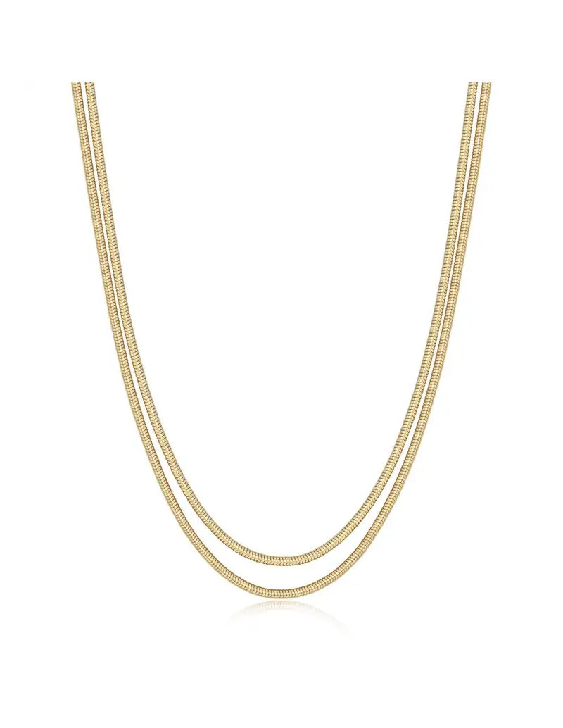 Collana doppio filo catena snake S'AGAPO Chunky SHK111 in acciaio 316L dorato