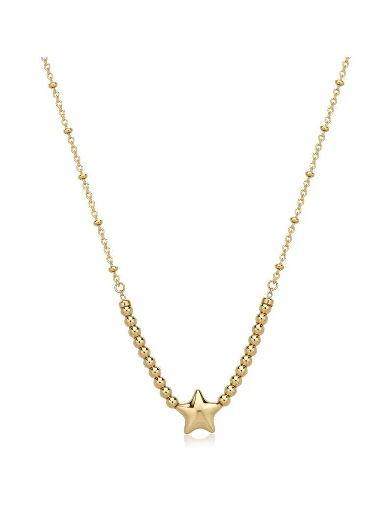 Collana girocollo S'AGAPO Stellar SSE36 in acciaio 316L dorato con sfere e centrale a Stella