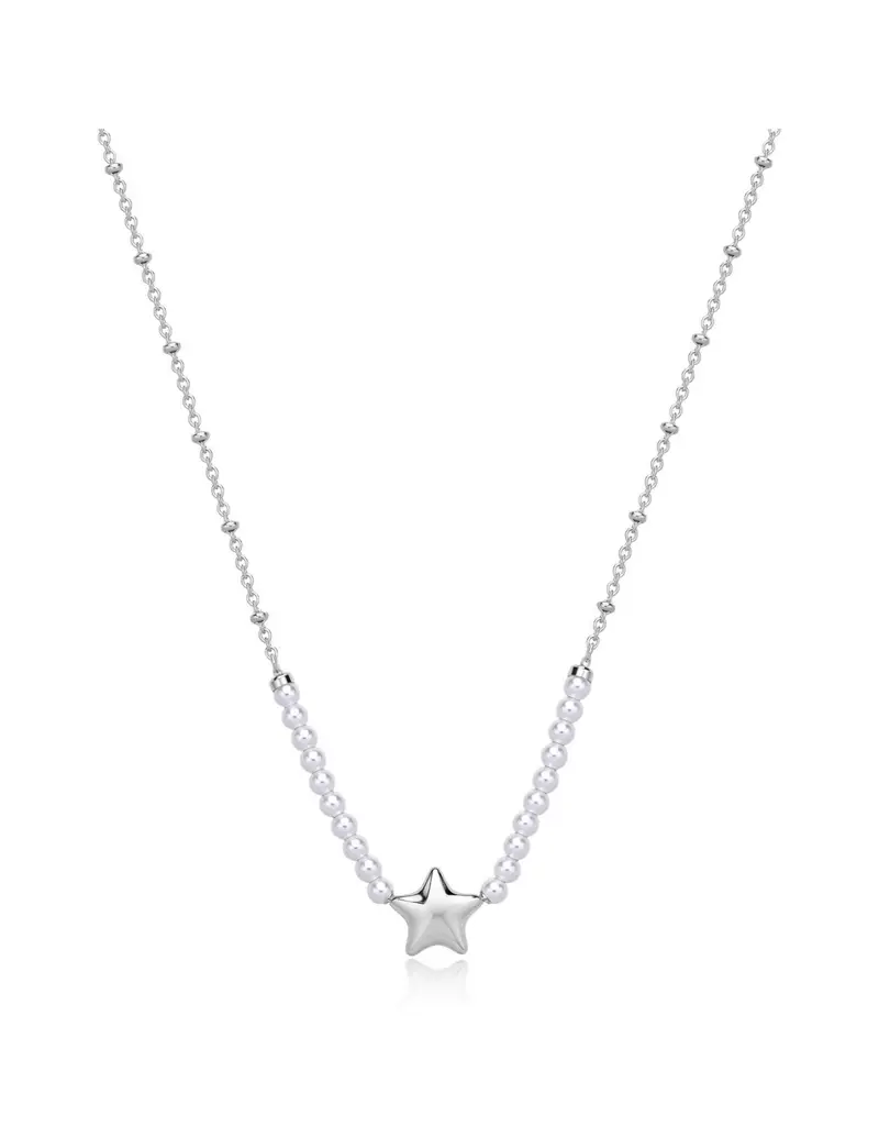 Collana girocollo S'AGAPO Stellar SSE37 in acciaio 316L con perle e centrale a Stella