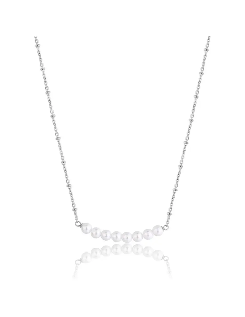 Collana girocollo S'AGAPO' WISDOM in Acciaio 316L con perle centrali SWI10