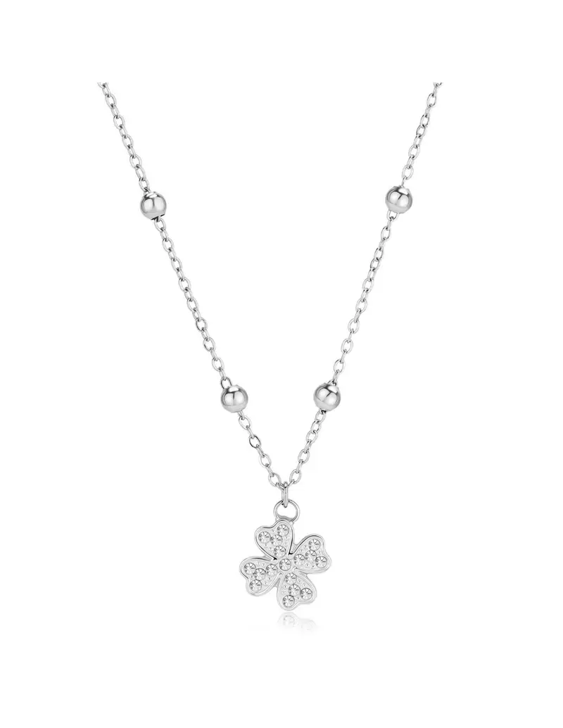 Collana girocollo S'AGAPO Witch SWH04 in acciaio 316L Quadrifoglio