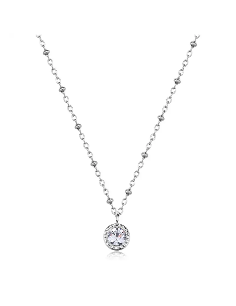 Collana S'AGAPO Aurora SAR56 in acciaio 316L con cristallo