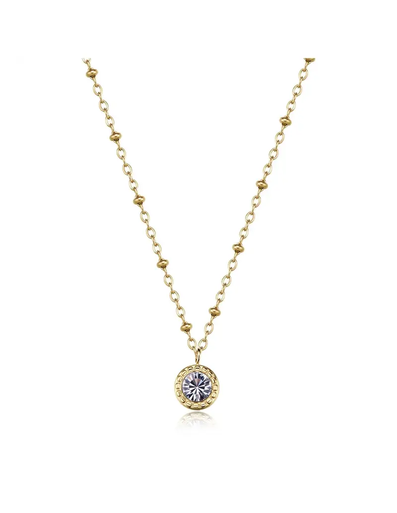 Collana S'AGAPO Aurora SAR57 in acciaio 316L dorato con cristallo