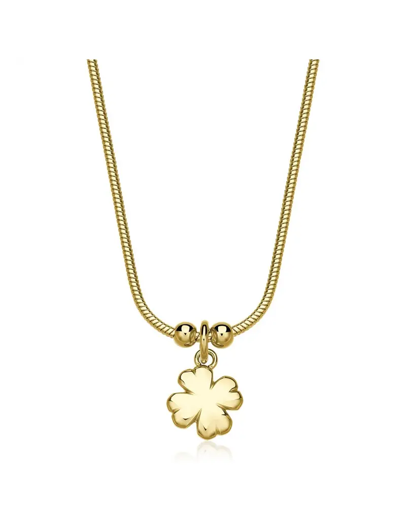 Collana S'AGAPO Click SCK283 in acciaio 316L dorato pendente Quadrifoglio