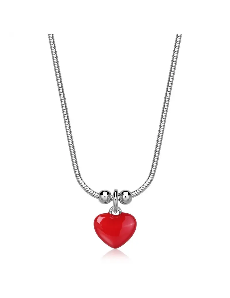 Collana S'AGAPO Click SCK284 in acciaio 316L pendente Cuore rosso