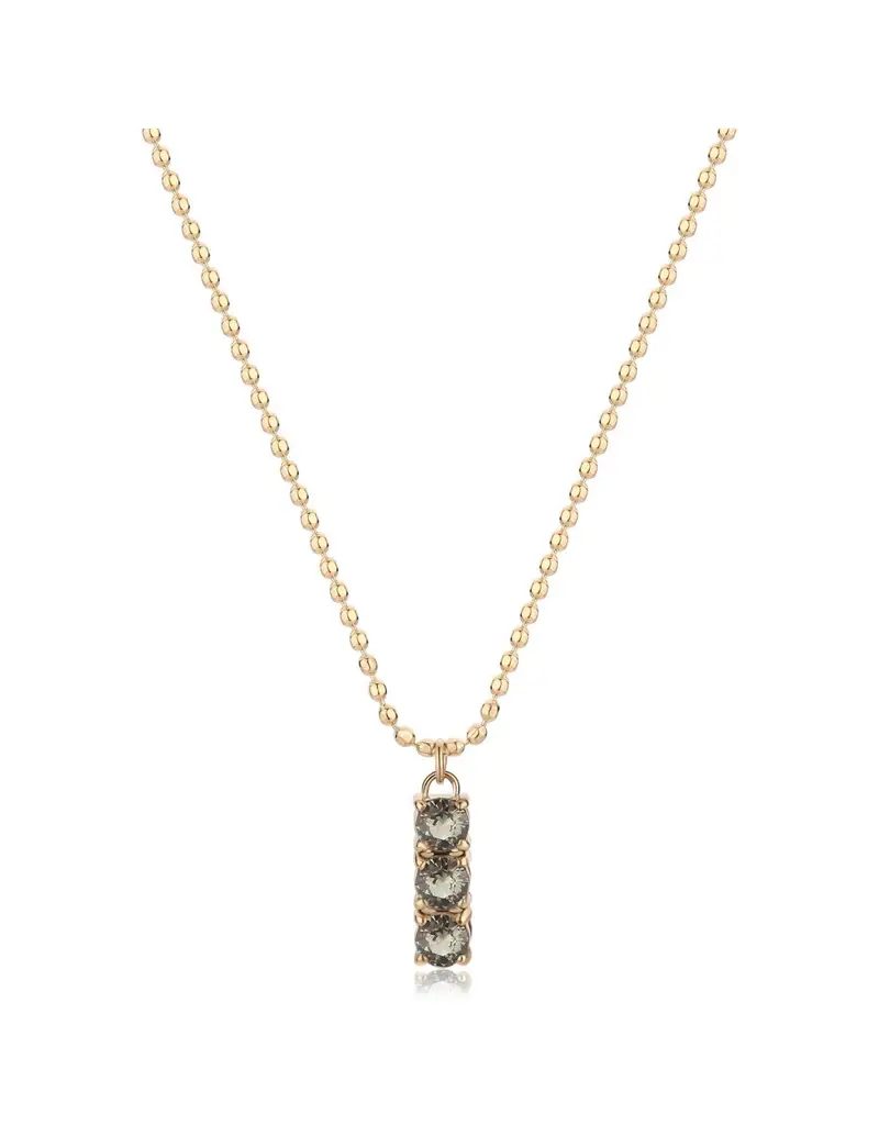 Collana S'AGAPO DAZZLY in acciaio 316L dorato pendente con 3 cristalli chrysolite SDZ43
