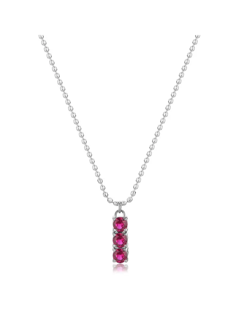 Collana S'AGAPO DAZZLY in acciaio 316L pendente con 3 cristalli rose SDZ09