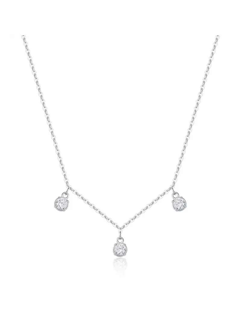 Collana S'AGAPO Dazzly SDZ141 in acciaio 316L con 3 cristalli pendenti