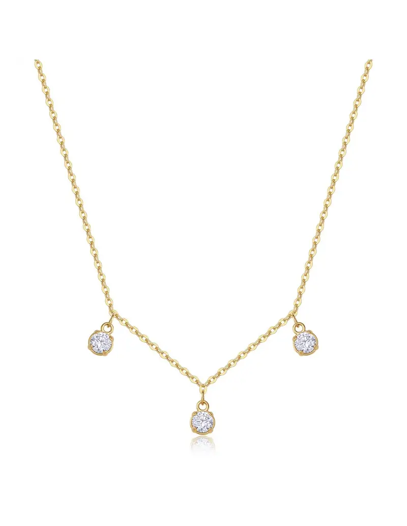 Collana S'AGAPO Dazzly SDZ145 in acciaio 316L dorato con 3 cristalli pendenti