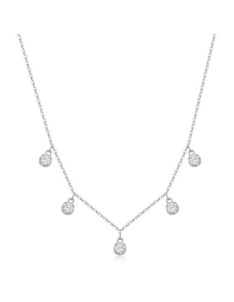 Collana S'AGAPO Dazzly SDZ146 in acciaio 316L con 5 cristalli pendenti