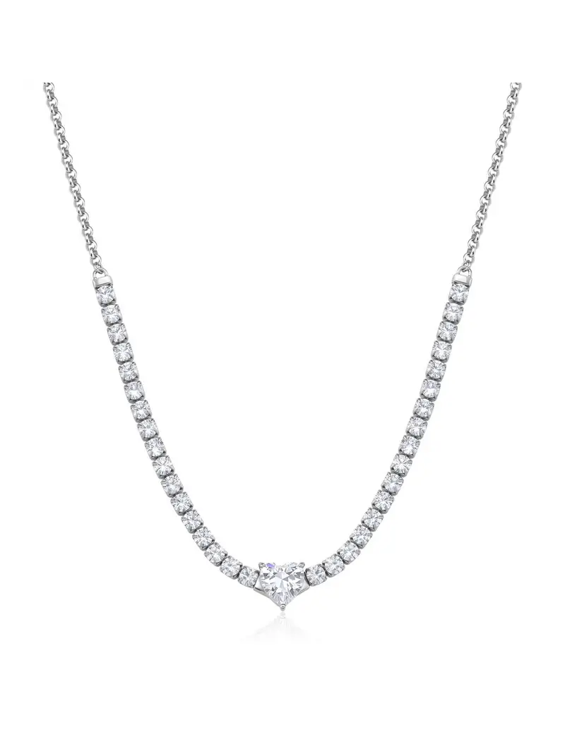 Collana S'AGAPO Dazzly SDZ147 in acciaio 316L con cristalli e cuore