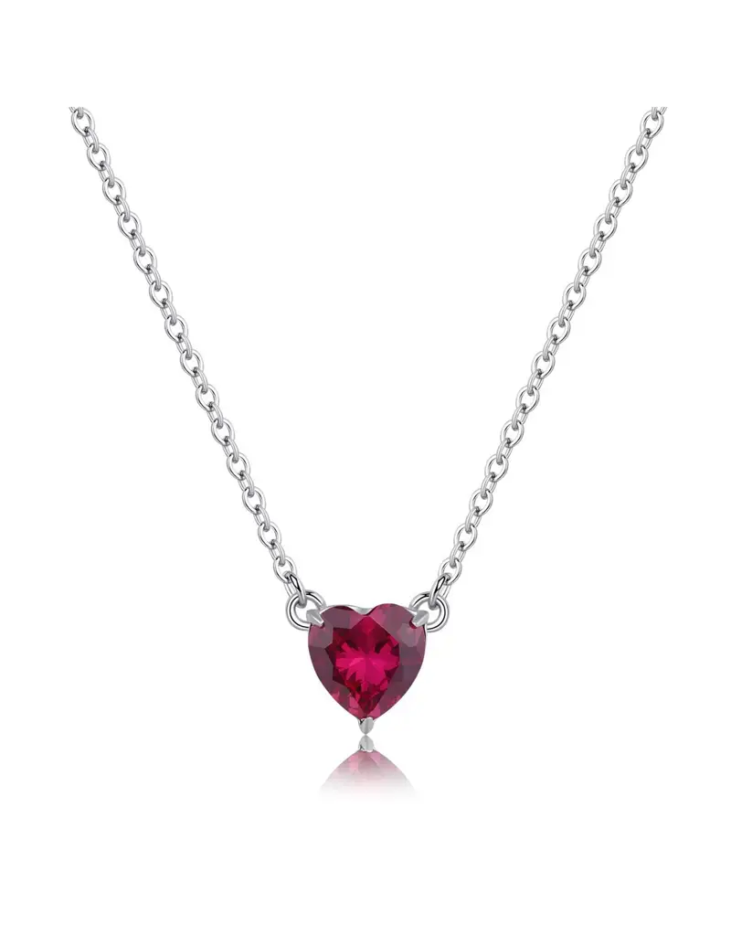 Collana S'AGAPO' Dazzly SDZ58 in acciaio 316L con cuore ruby