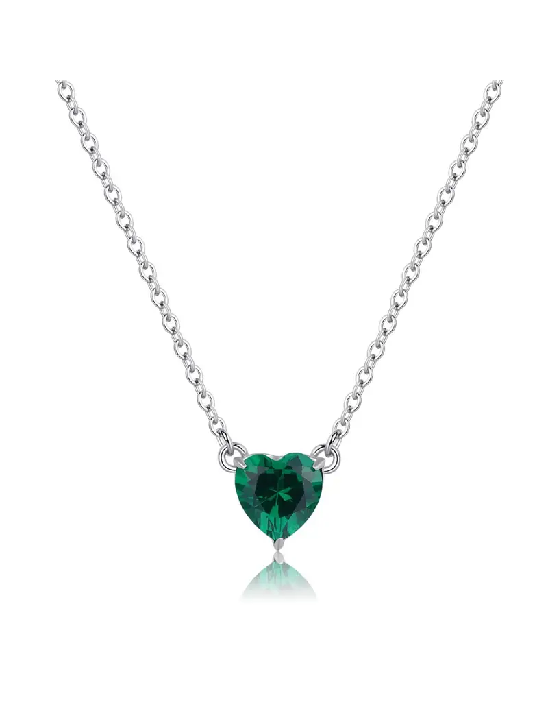 Collana S'AGAPO' Dazzly SDZ60 in acciaio 316L con cuore emerald