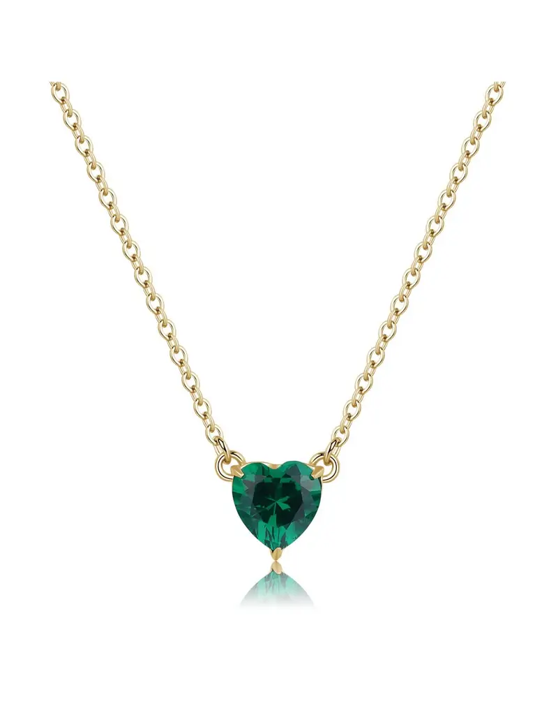 Collana S'AGAPO' Dazzly SDZ62 in acciaio 316L dorato con cuore emerald