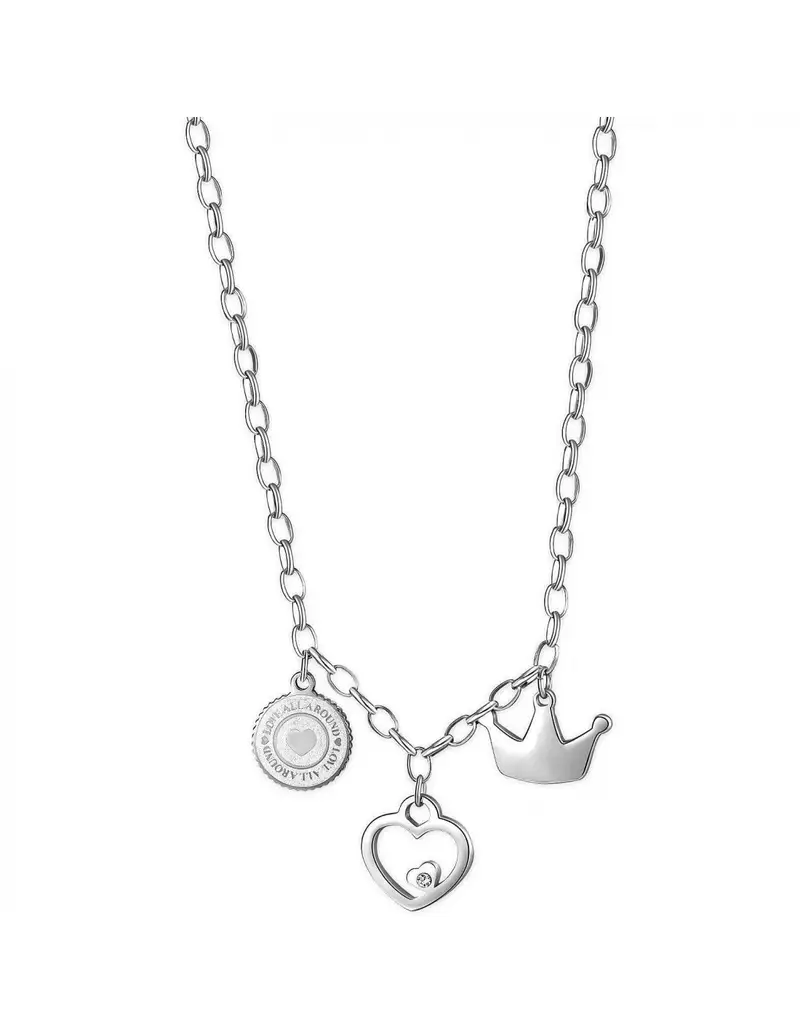 Collana S'AGAPO' HAPPY Acciaio 316L SHAR03 Silver