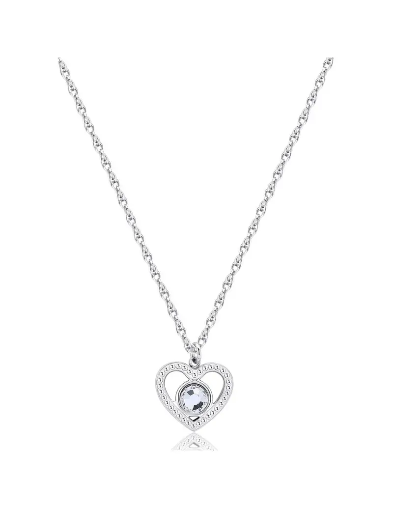 Collana S'AGAPO' LUCKY LIGHT in Acciaio 316L SKT35 Cuore e Cristallo