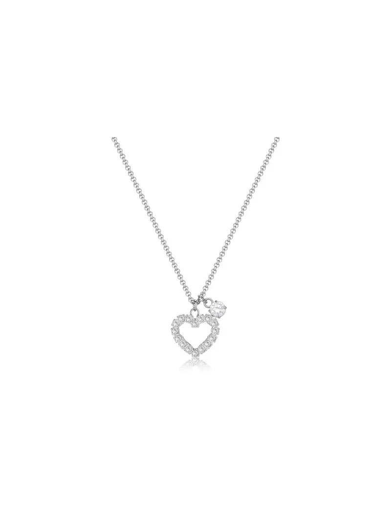 Collana S'AGAPO Twinkle SWN01 in acciaio 316L con pendente cuore e cristalli