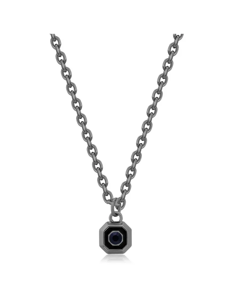 Collana S'AGAPO' Uomo SNAP Acciaio 316L SNP04 Ruthenium Ottagono e Cristallo