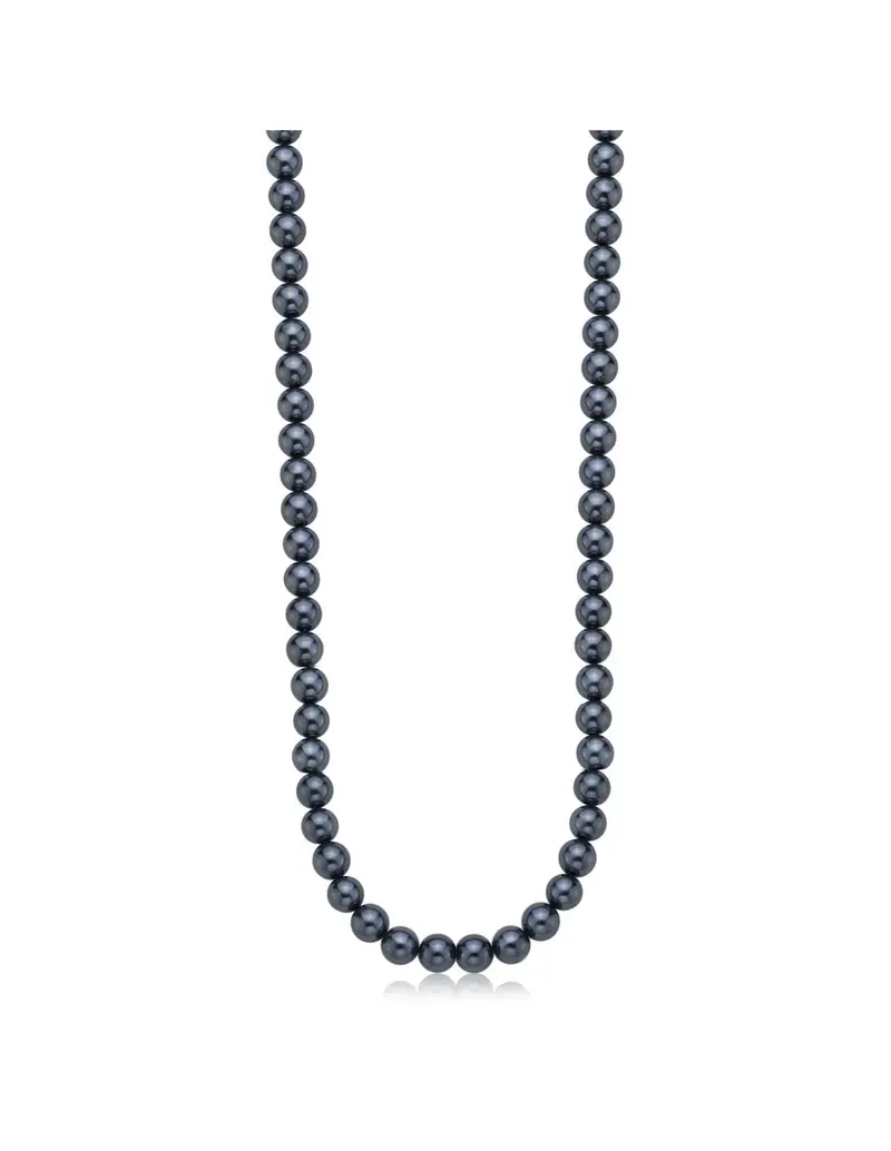 Collana Uomo S'AGAPO Atlas SAT04 in acciaio 316L pvd rutenio con perle di conchiglia