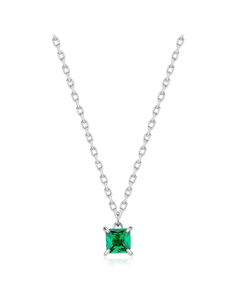 Collana Uomo S'AGAPO Tricky STK09 in acciaio 316L cristallo emerald
