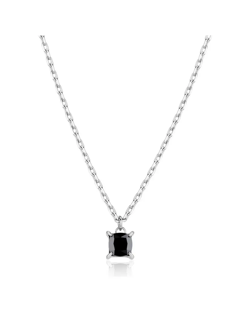 Collana Uomo S'AGAPO Tricky STK10 in acciaio 316L cristallo nero