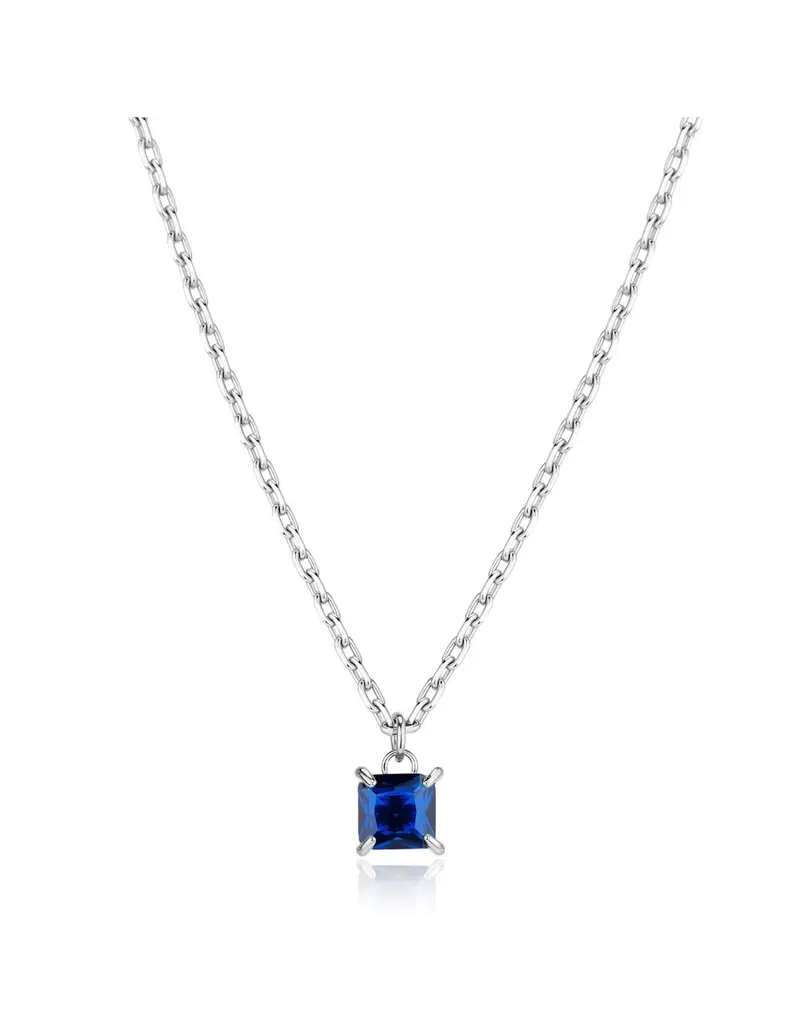 Collana Uomo S'AGAPO Tricky STK11 in acciaio 316L cristallo blu