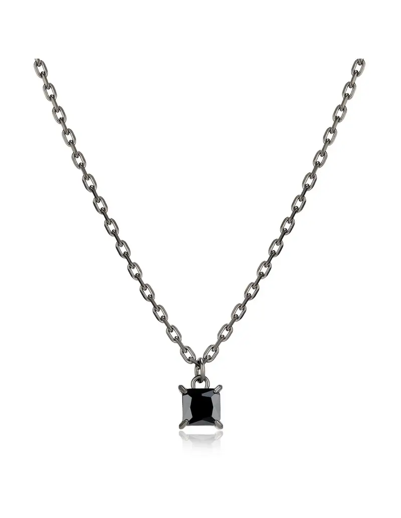 Collana Uomo S'AGAPO Tricky STK13 in acciaio 316L con pvd rutenio cristallo nero