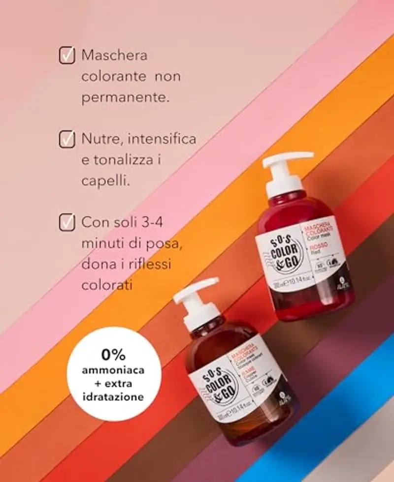 S.O.S Color 6 Go Maschera Colorante Riflesssante e Ravvivante, Rosso, 300 Millilitri miniatura 3