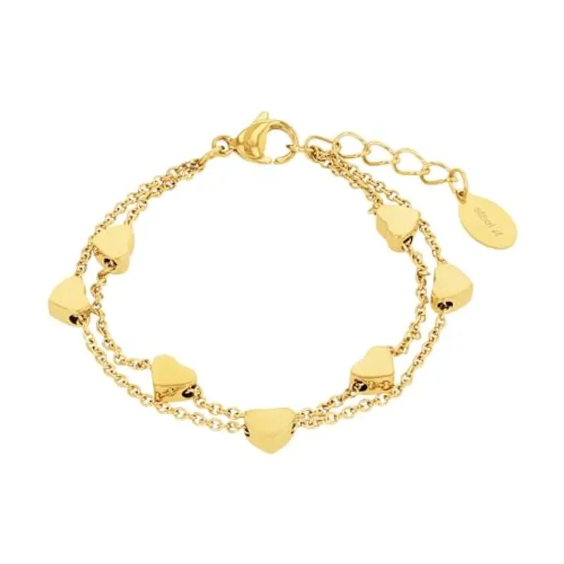 s.Oliver Bracciale in Acciaio Inossidabile per bambini, 14+2 cm, oro, cuore, in confezione regalo