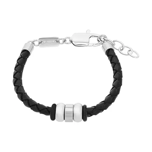 s.Oliver Bracciale in Acciaio inox pelle ragazzi bambini Gioielli da braccio, 16+2 cm, Argento, Viene fornito in