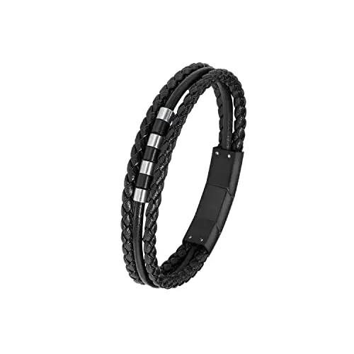 s.Oliver Bracciale in Acciaio inox pelle ragazzi bambini Gioielli da braccio, 16,5+1,5 cm, bicolore, Fornito in