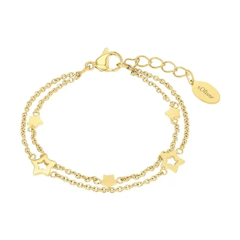 s.Oliver Bracciale in Acciaio inox per bambini, 14+2 cm, Argento, stella, in confezione regalo