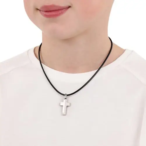 s.Oliver Collana per bambini in pelle e Acciaio Inossidabile, 40+3 cm, Argento, in confezione regalo miniatura 2