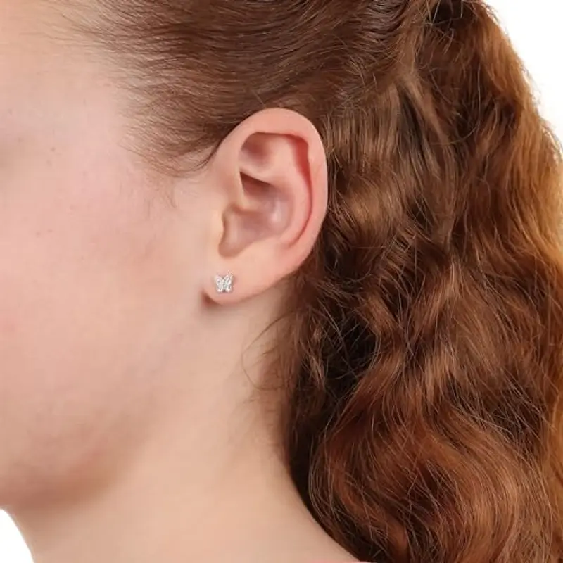 s.Oliver Orecchini a perno in Argento 925 per bambine, con zirconi sintetici, 0, 5 cm, Argento, farfalla, Fornito in miniatura 2