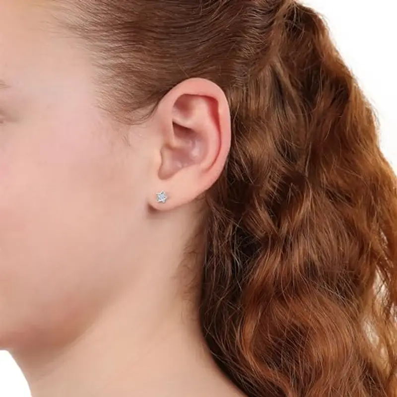 s.Oliver Orecchini a perno Orecchiniper bambine in Argento 925, con vetro, 0, 5 cm, Argento, stella, Fornito in miniatura 2