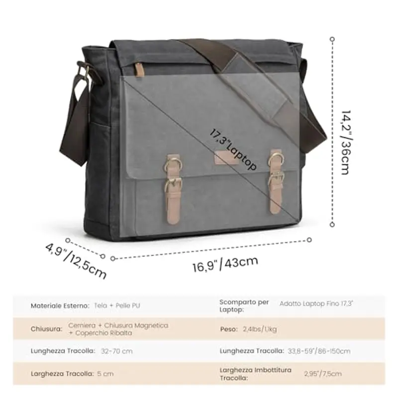 S-ZONE Borsa a tracolla Uomo Grigio 1581553 miniatura 3