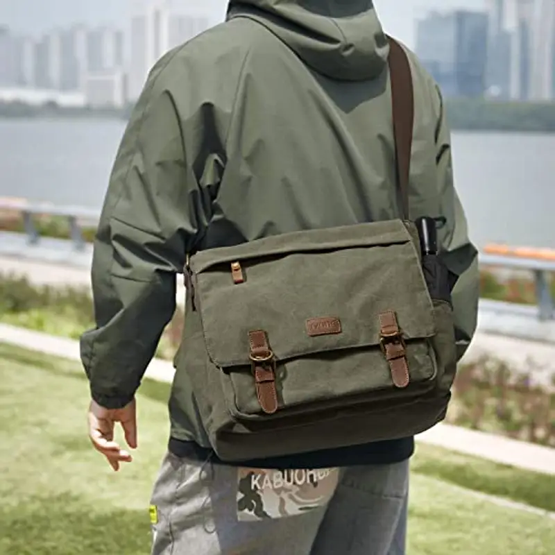 S-ZONE Borsa per Laptop da 15 Inch Borsa aTracolla per Messenger Unisex in Tela Vintage miniatura 2