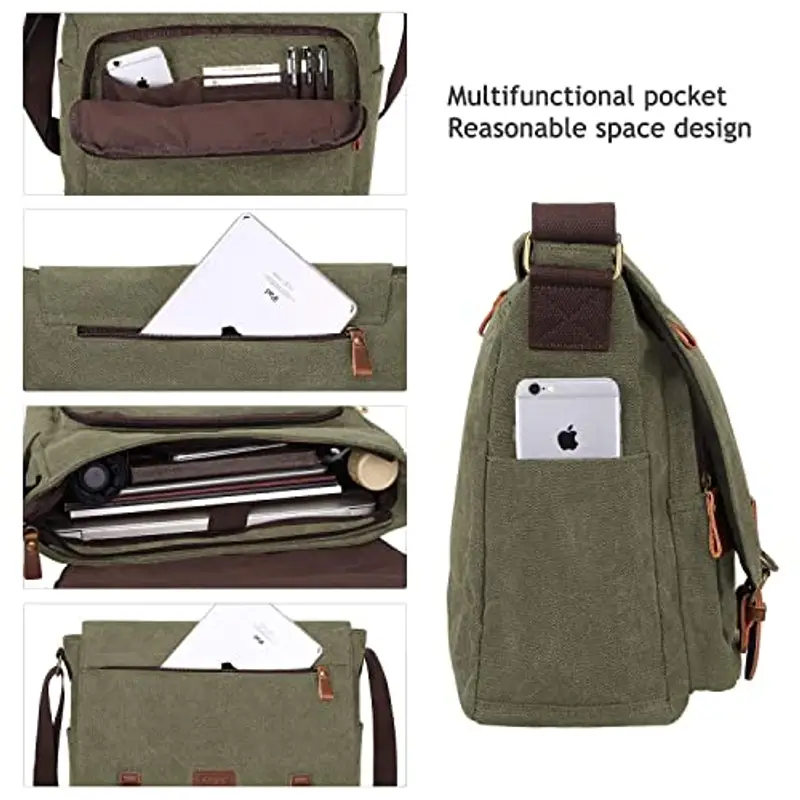 S-ZONE Borsa per Laptop da 15 Inch Borsa aTracolla per Messenger Unisex in Tela Vintage miniatura 3