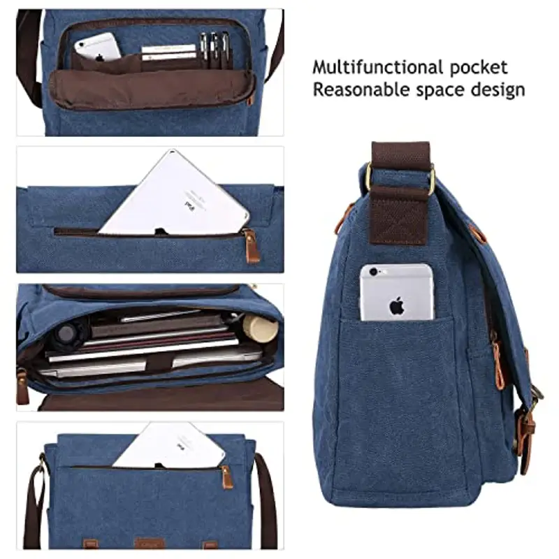 S-ZONE Borsa per Laptop da 15 Inch Borsa aTracolla per Messenger Unisex in Tela Vintage miniatura 3