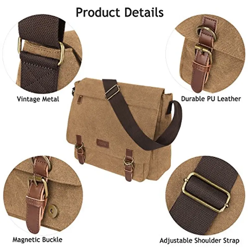 S-ZONE Borsa per Laptop da 15 Inch Borsa aTracolla per Messenger Unisex in Tela Vintage miniatura 3