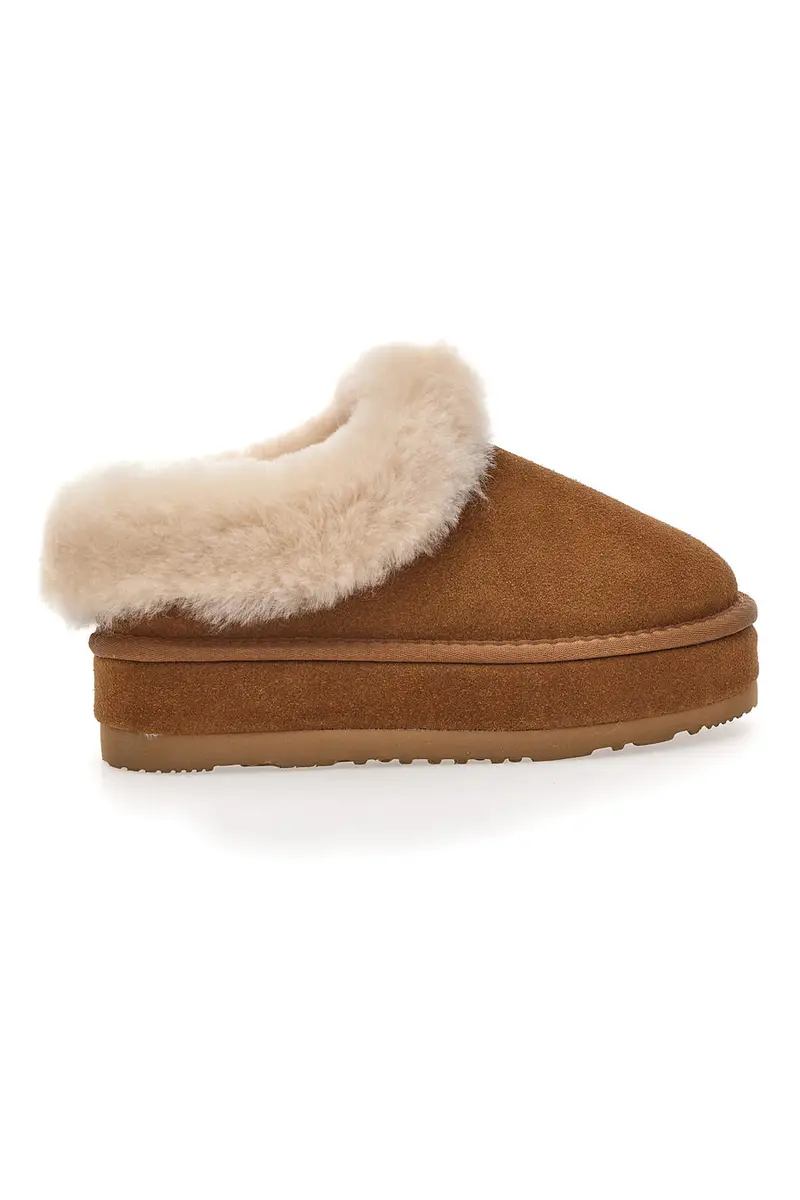Sabot Camel Con Pelo Suola Flatform Mon Dieu WD90010