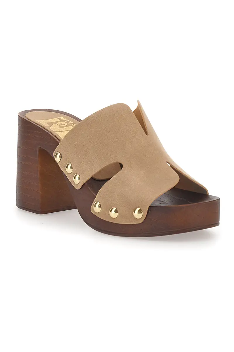 Sabot marroni con tacco largo e borchiette Pittarello Love 9341 miniatura 2