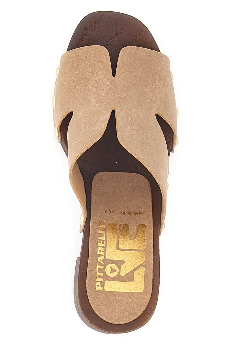 Sabot marroni con tacco largo e borchiette Pittarello Love 9341 miniatura 3