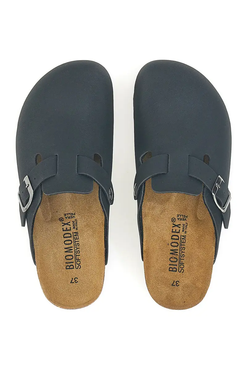 Sabot neri con fibbia e sottopiede in pelle Biomodex 32850 miniatura 3