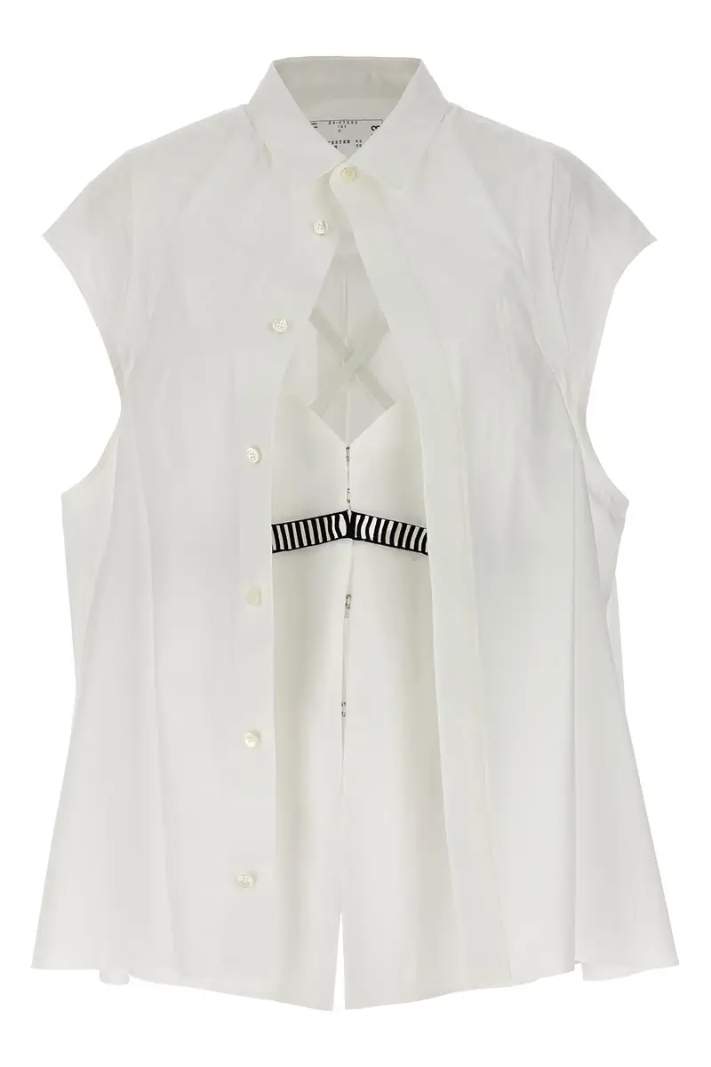 Camicia Con Sovrapposizione Bianco