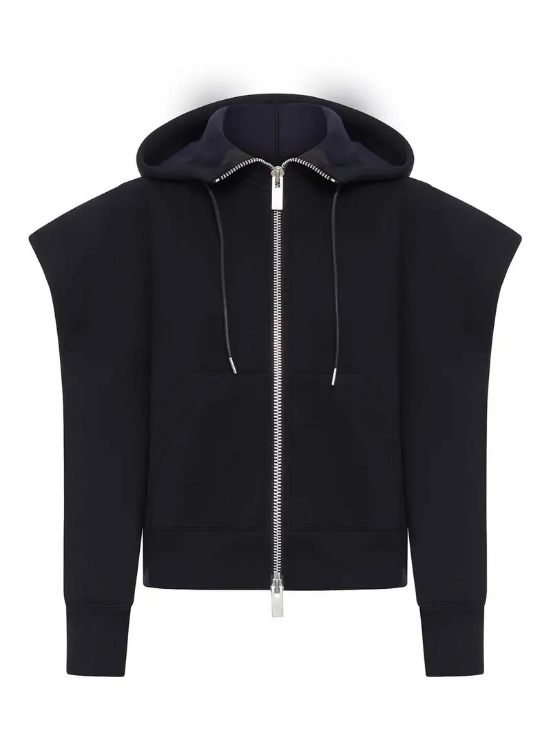 Felpa con cappuccio in misto cotone Nero