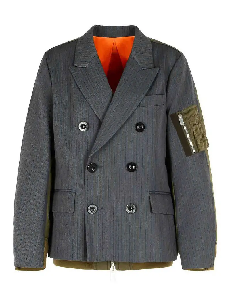 Giacca di miscela di lana grigia Grigio